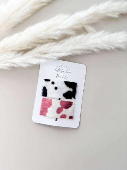 Cow Print Snap Clips- Set of 2 : Camel Cow Print Set