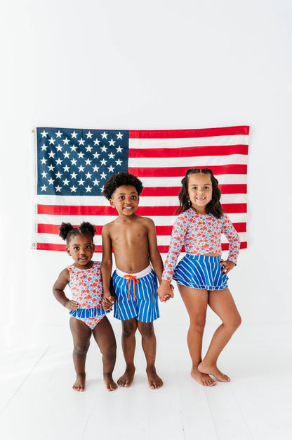 Ditsy 4th of July Floral | Skirted ONE-Piece