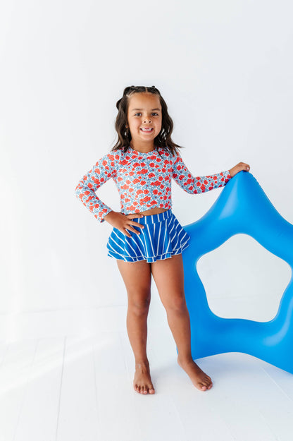 Ditsy 4th of July Floral | Rashguard Skirted 2-Piece