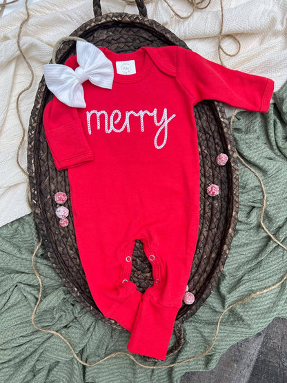 Baby Romper | Merry Christmas Red Baby Outfit
