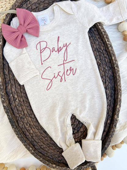 Baby Romper | Baby Sister Pink - Baby Announcement Outfit