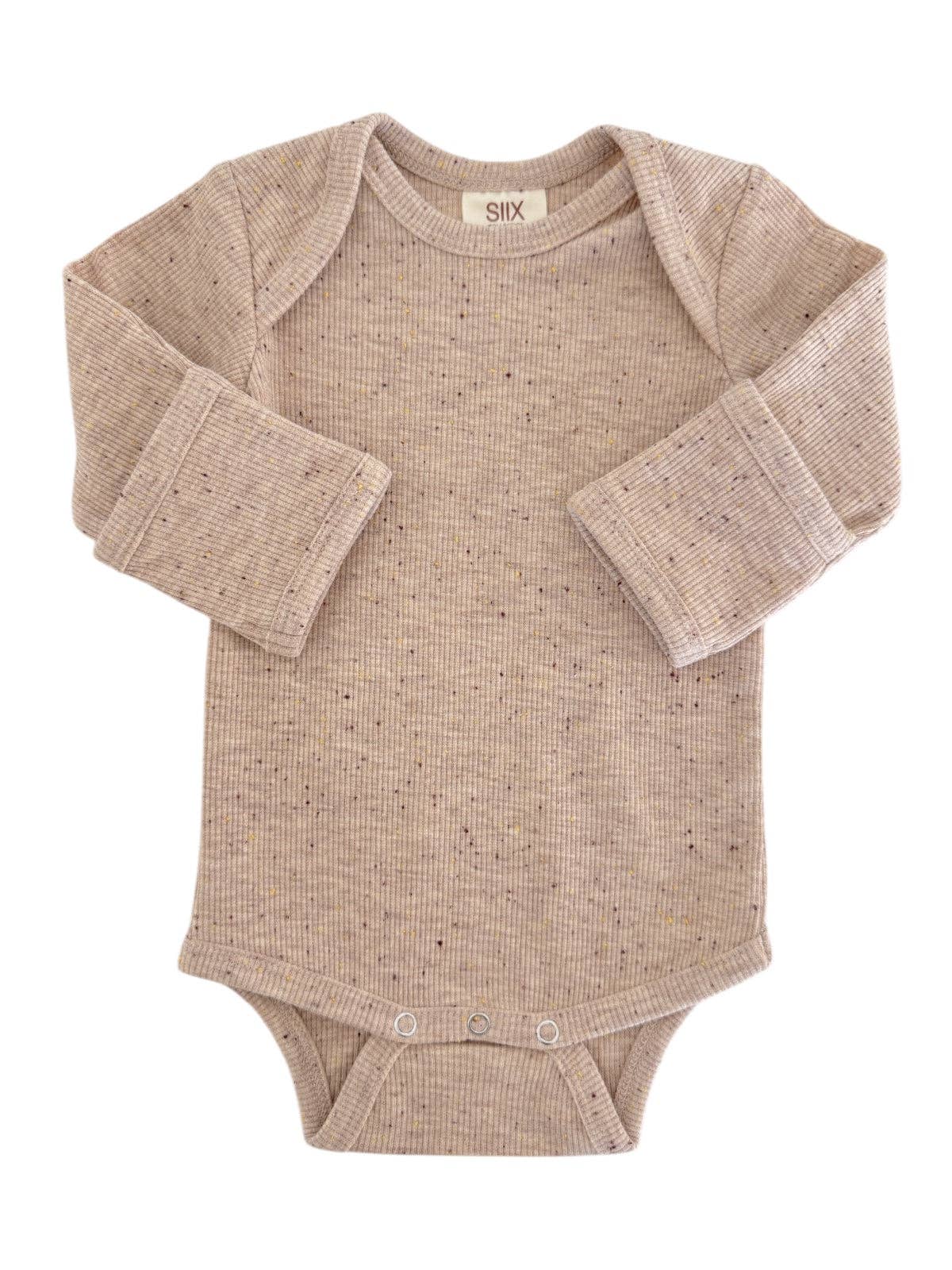 Tan Speckle / Long Sleeve Bodysuit: