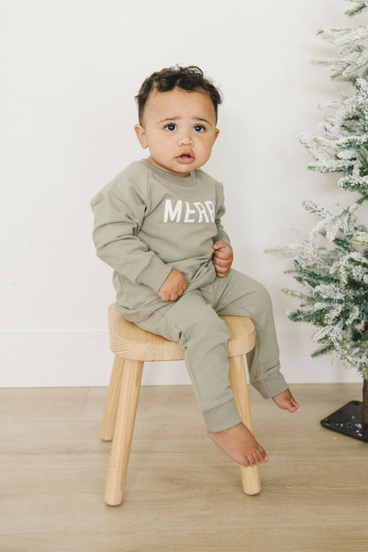 Merry Organic Cotton 2pc Outfit Christmas Baby Toddler Set: 0-3 months