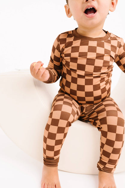 Espresso Checkered Bamboo Set