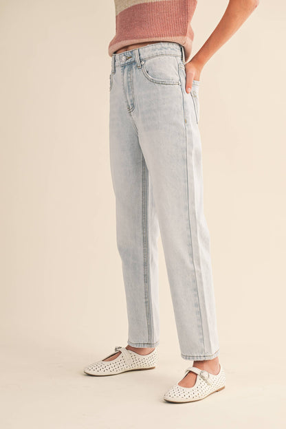 TWEEN KIDS GIRLS STRAIGHT LEG DENIM PANTS (7-14): 11/12