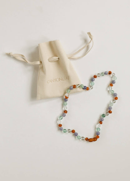 Baltic Sea Amber + Natural Gemstone || Necklace: 11 inch necklace