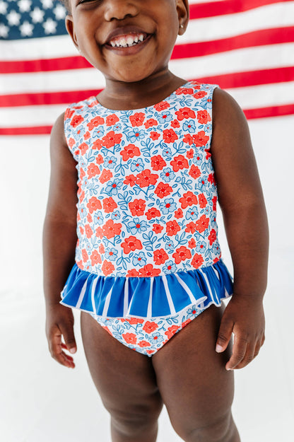 Ditsy 4th of July Floral | Skirted ONE-Piece
