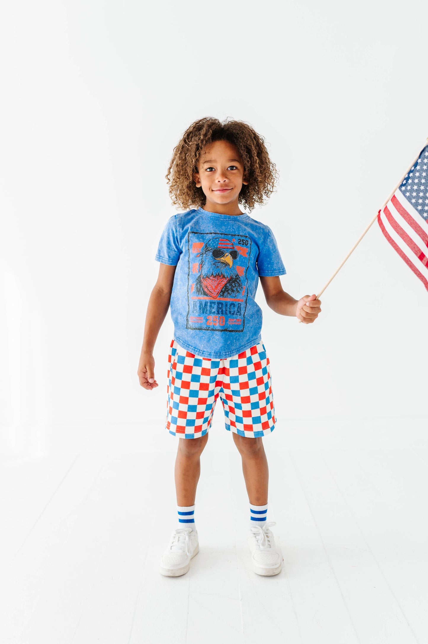 Eagle Stamp | BLUE Boys Curve Hem Tee