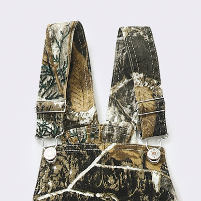 Kids Leaves Print Denim Overalls