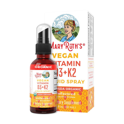 Organic Vitamin D3 + K2 Liquid Spray, Vegan, Supplement