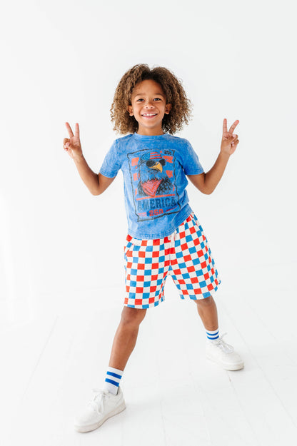 Eagle Stamp | BLUE Boys Curve Hem Tee