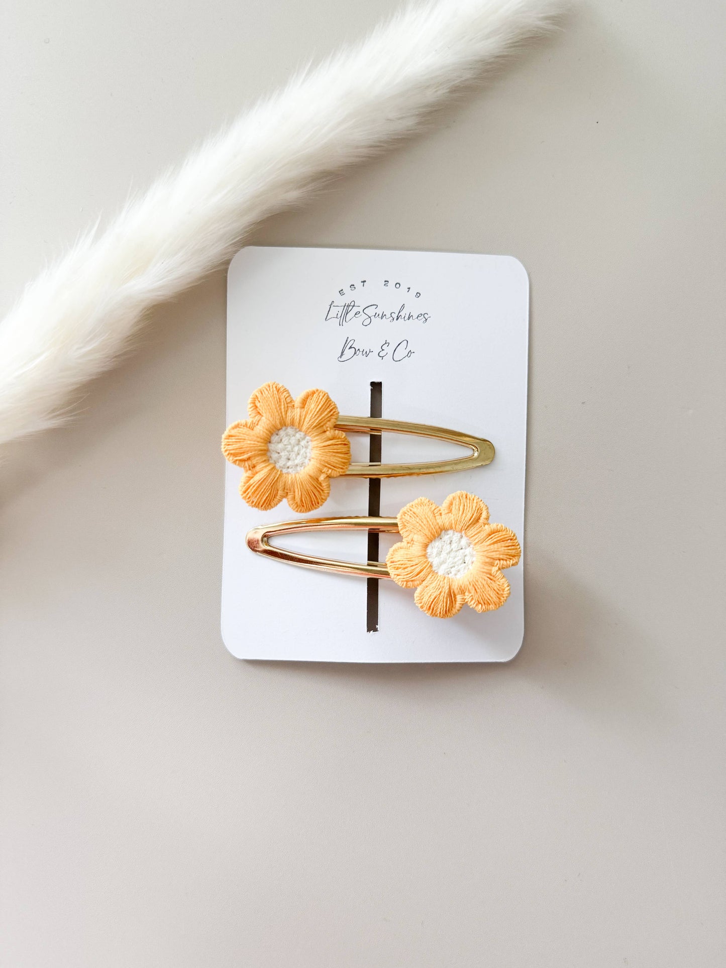 Flower Hair Clips- Set of 2 : Red