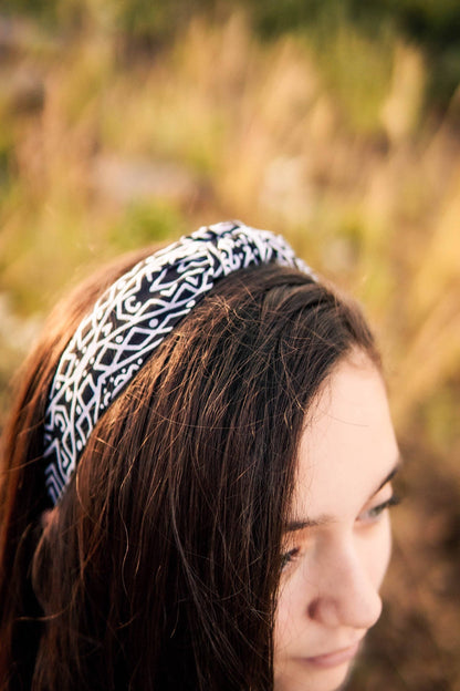 Pink Sweater Print Christmas Top Knot Headband