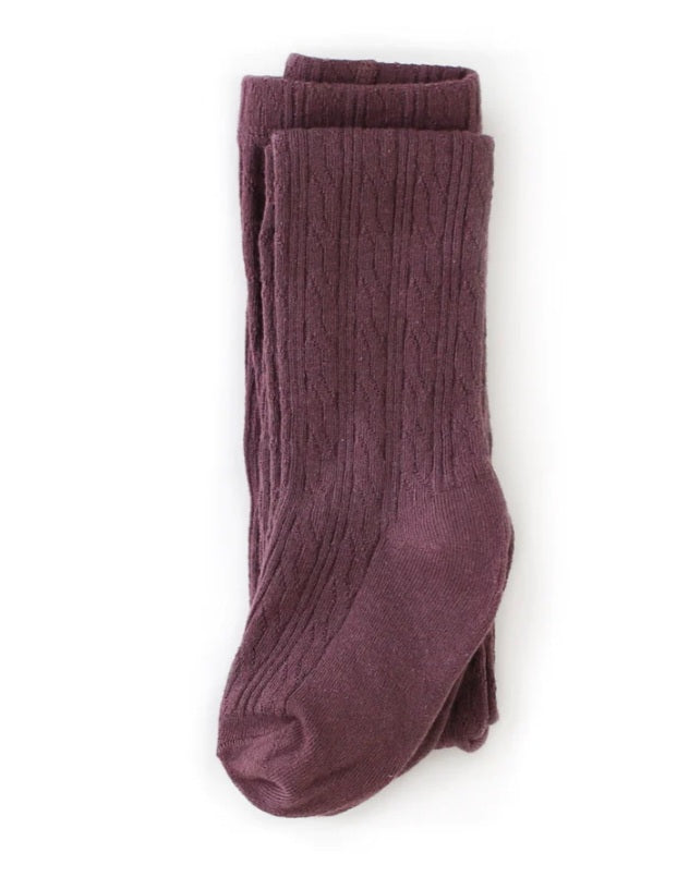 Dusty Plum Cable Knit Tights