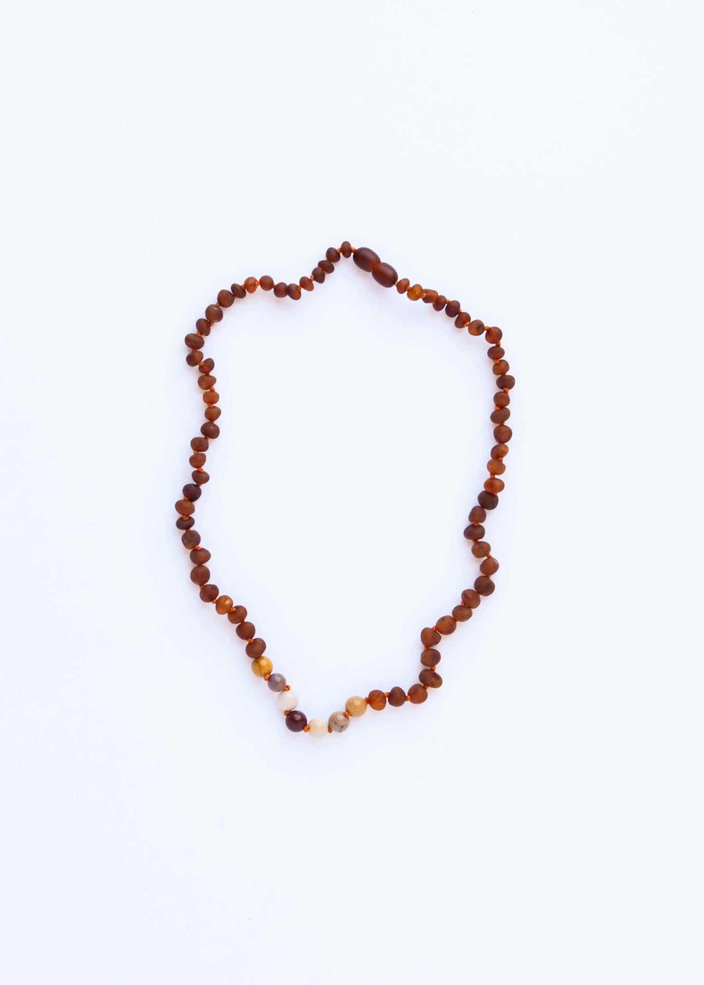 Raw Cognac Baltic Amber + Mookaite Jasper || Necklace