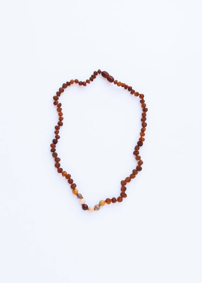 Raw Cognac Baltic Amber + Mookaite Jasper || Necklace