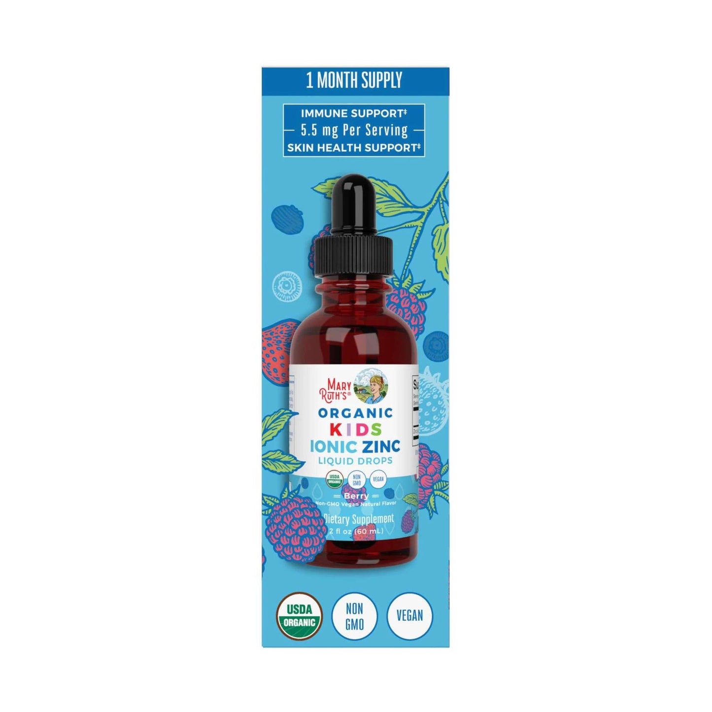 Berry Organic Kids Ionic Zinc Liquid Drops Supplement, Vegan