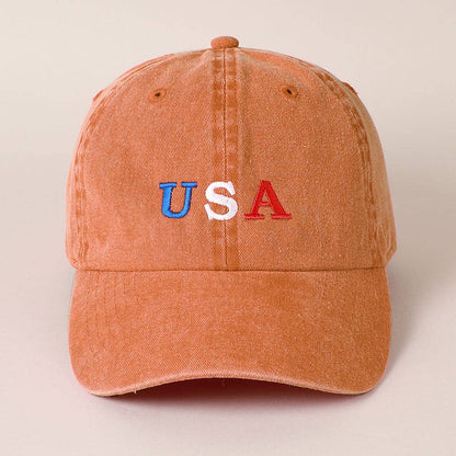 USA Embroidered Cotton Baseball Cap: ONE SIZE / BLACK
