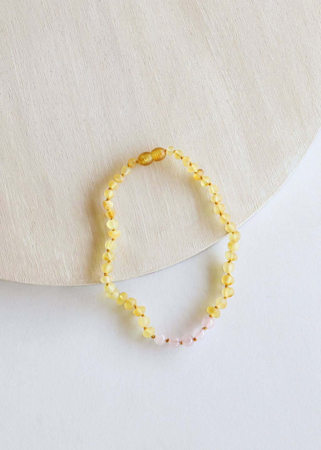 Raw Honey Baltic Amber + Rose Quartz || Necklace 12 inch