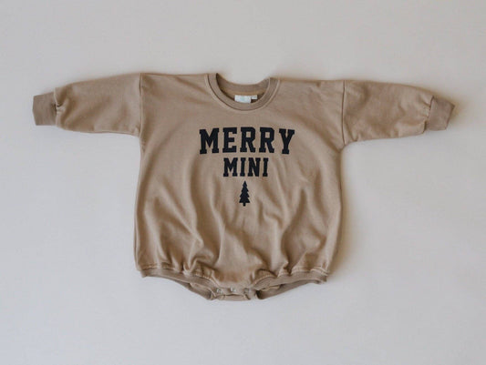 Merry Mini Sweatshirt Romper Baby Bubble Christmas Clothing