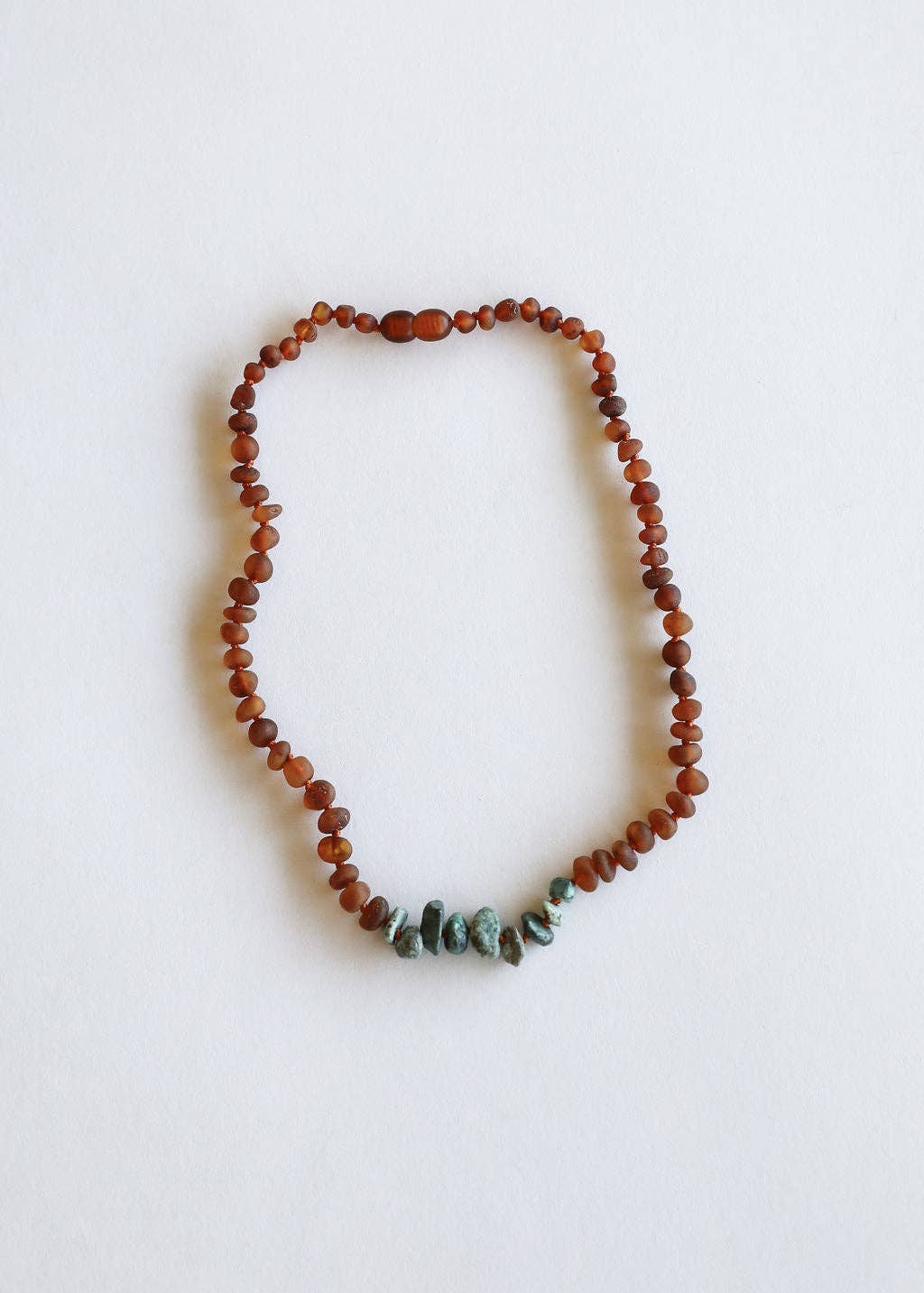 Raw Cognac Baltic Amber + Raw Turquoise Jasper || Necklace: