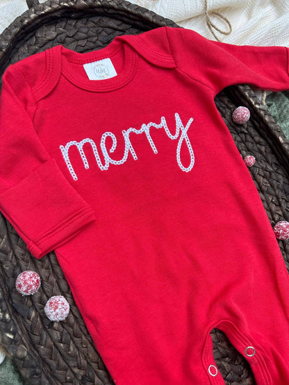 Baby Romper | Merry Christmas Red Baby Outfit