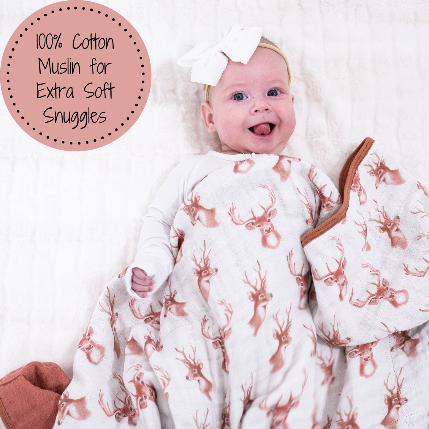 Oh Deer Baby Toddler 100% Cotton Muslin Blanket