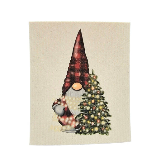 Gnome Christmas lights Swedish Dishcloth - Christmas Decor