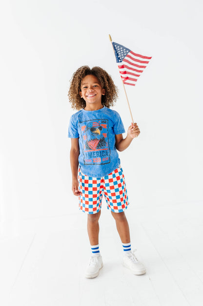 Eagle Stamp | BLUE Boys Curve Hem Tee