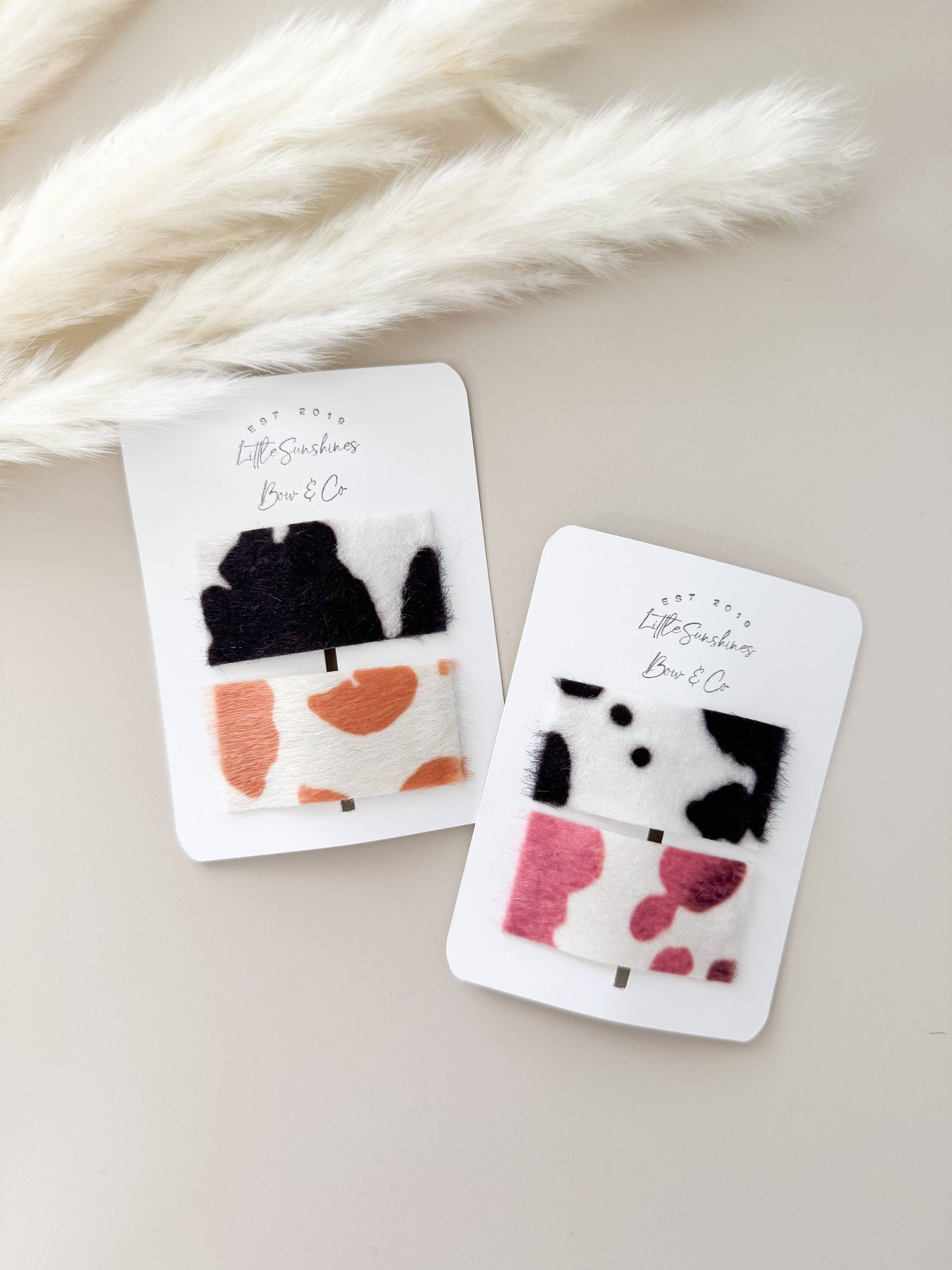Cow Print Snap Clips- Set of 2 : Camel Cow Print Set