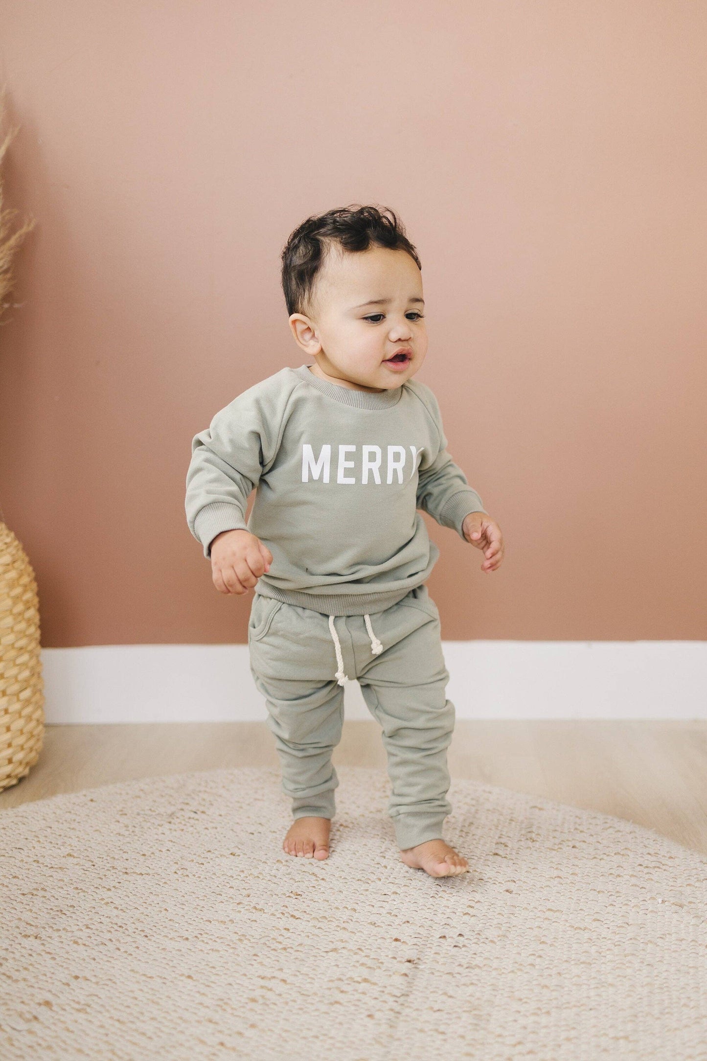 Merry Organic Cotton 2pc Outfit Christmas Baby Toddler Set: 0-3 months