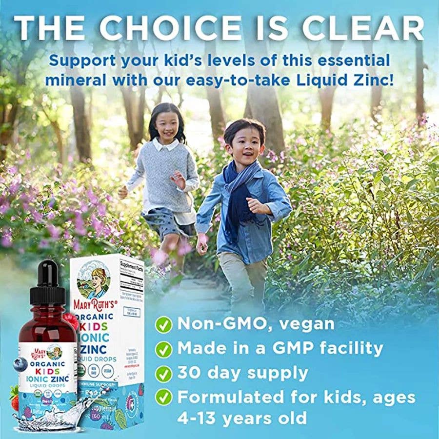 Berry Organic Kids Ionic Zinc Liquid Drops Supplement, Vegan
