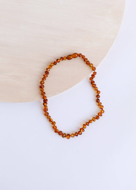Polished Cognac Baltic Amber || Necklace: