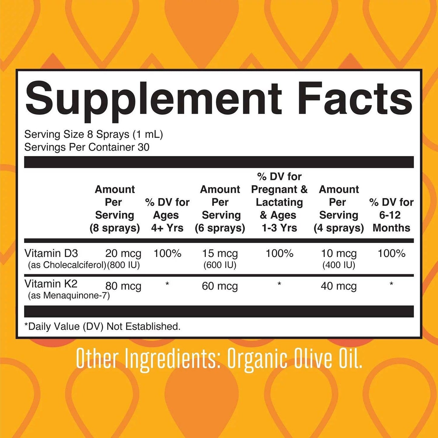 Organic Vitamin D3 + K2 Liquid Spray, Vegan, Supplement
