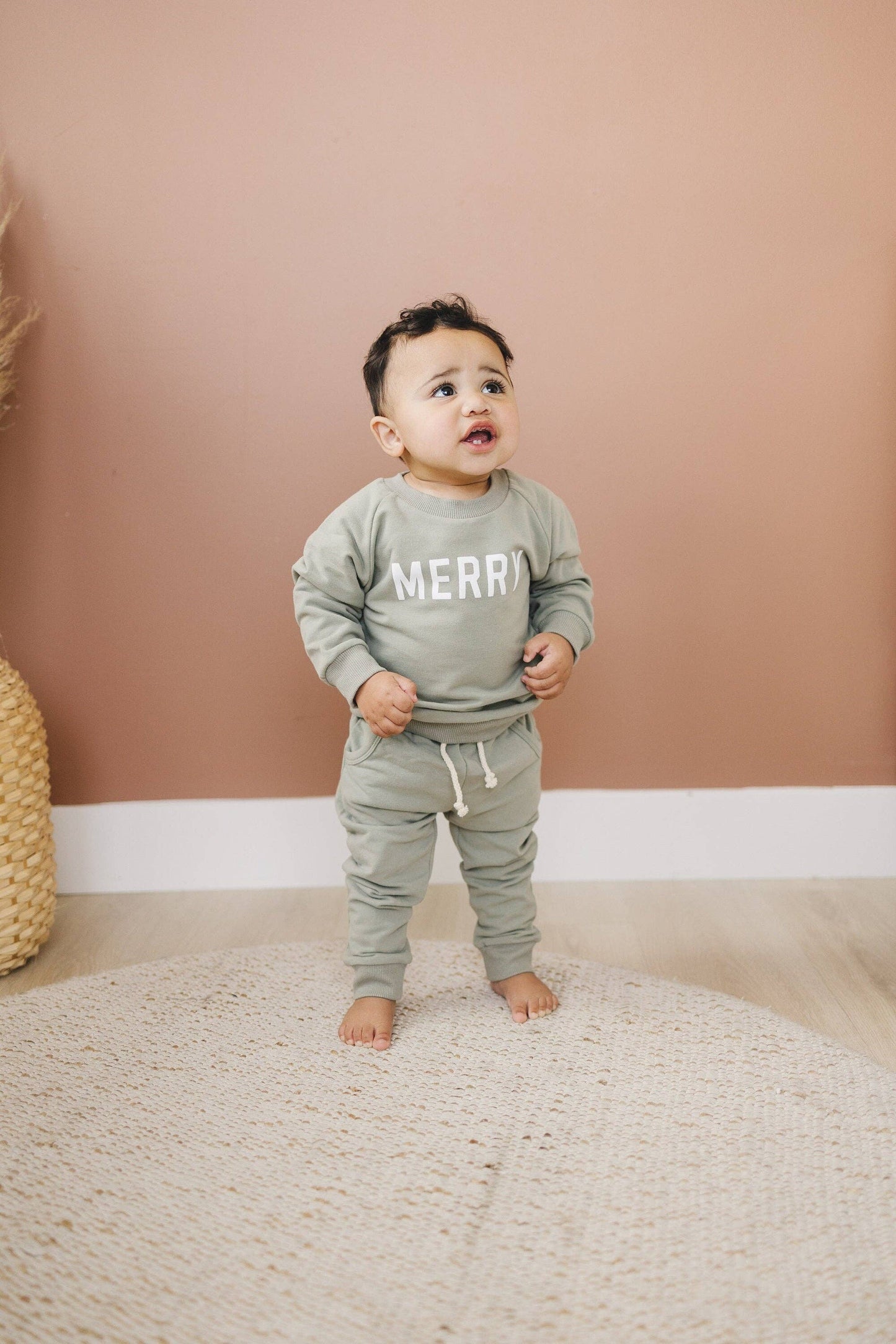 Merry Organic Cotton 2pc Outfit Christmas Baby Toddler Set: 0-3 months