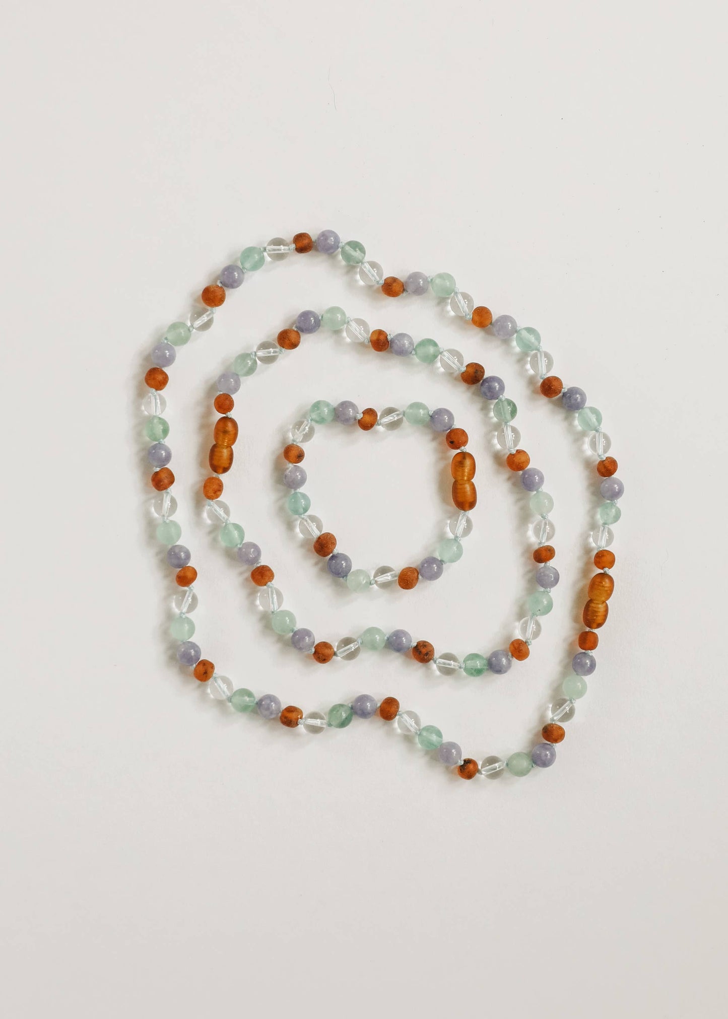 Baltic Sea Amber + Natural Gemstone || Necklace: 11 inch necklace