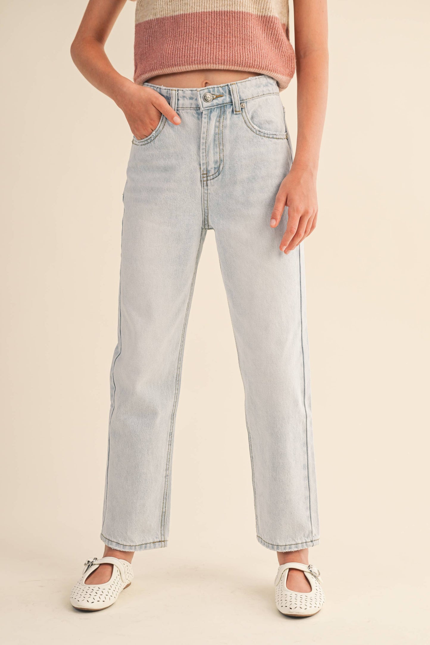 TWEEN KIDS GIRLS STRAIGHT LEG DENIM PANTS (7-14): 11/12