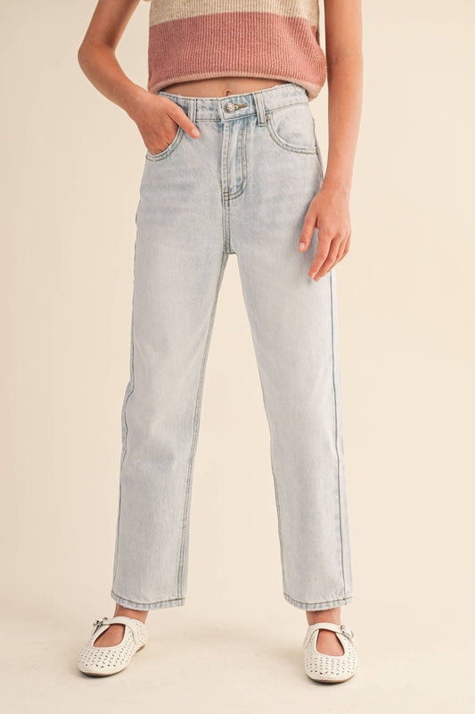 TWEEN KIDS GIRLS STRAIGHT LEG DENIM PANTS (7-14): 11/12