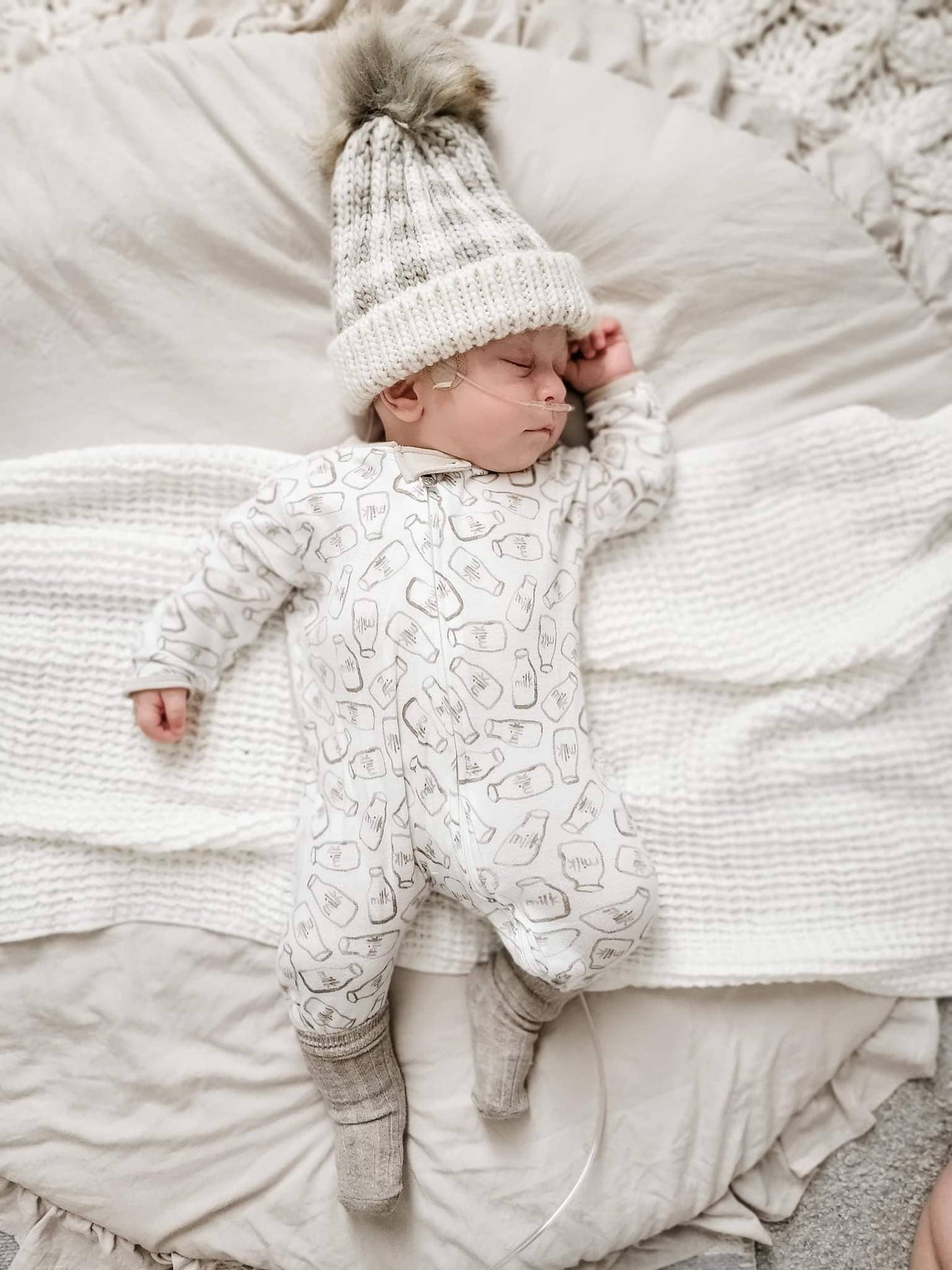 Pebble Brown Buffalo Check Pom Pom Beanie Hat Baby & Kids: L (2-6 years)