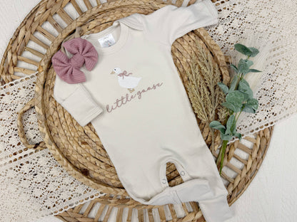Little goose baby outfit | baby girl footie with goose romper