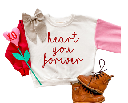 Kids Valentines Day Color Block Sweatshirt