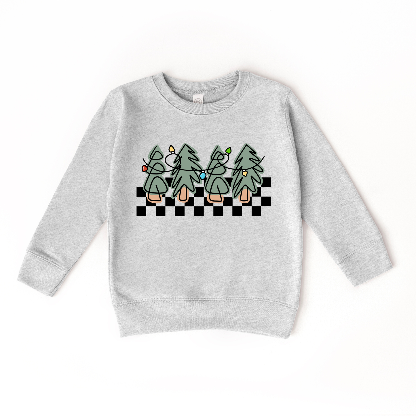 Christmas Tree Checkered Kids Pullover Sweatshirt