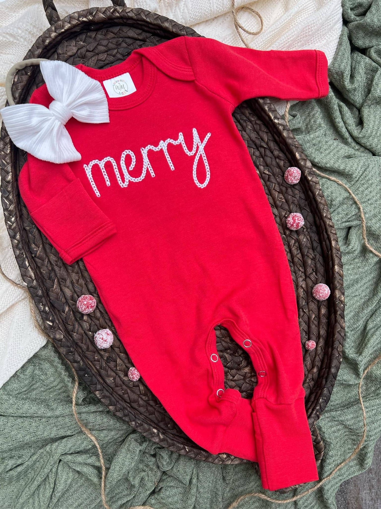Baby Romper | Merry Christmas Red Baby Outfit