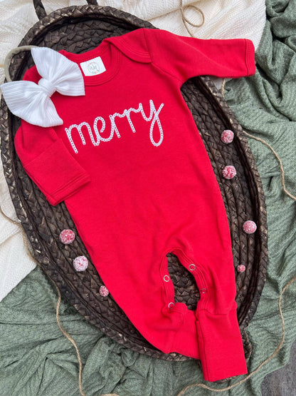 Baby Romper | Merry Christmas Red Baby Outfit