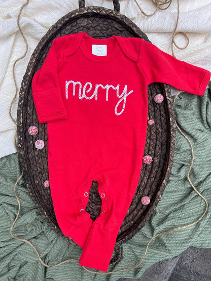 Baby Romper | Merry Christmas Red Baby Outfit