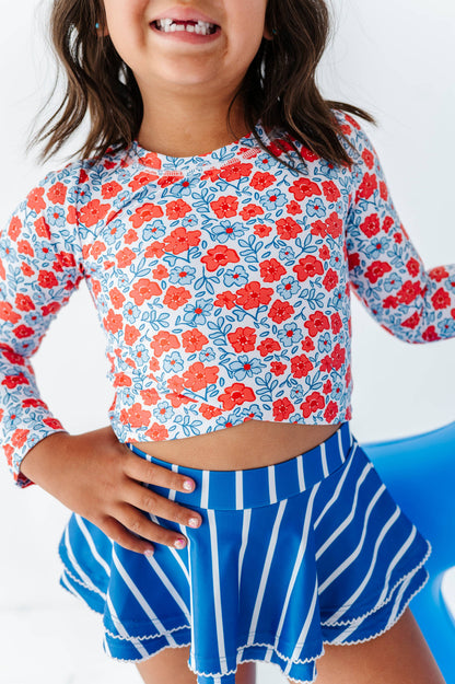 Ditsy 4th of July Floral | Rashguard Skirted 2-Piece