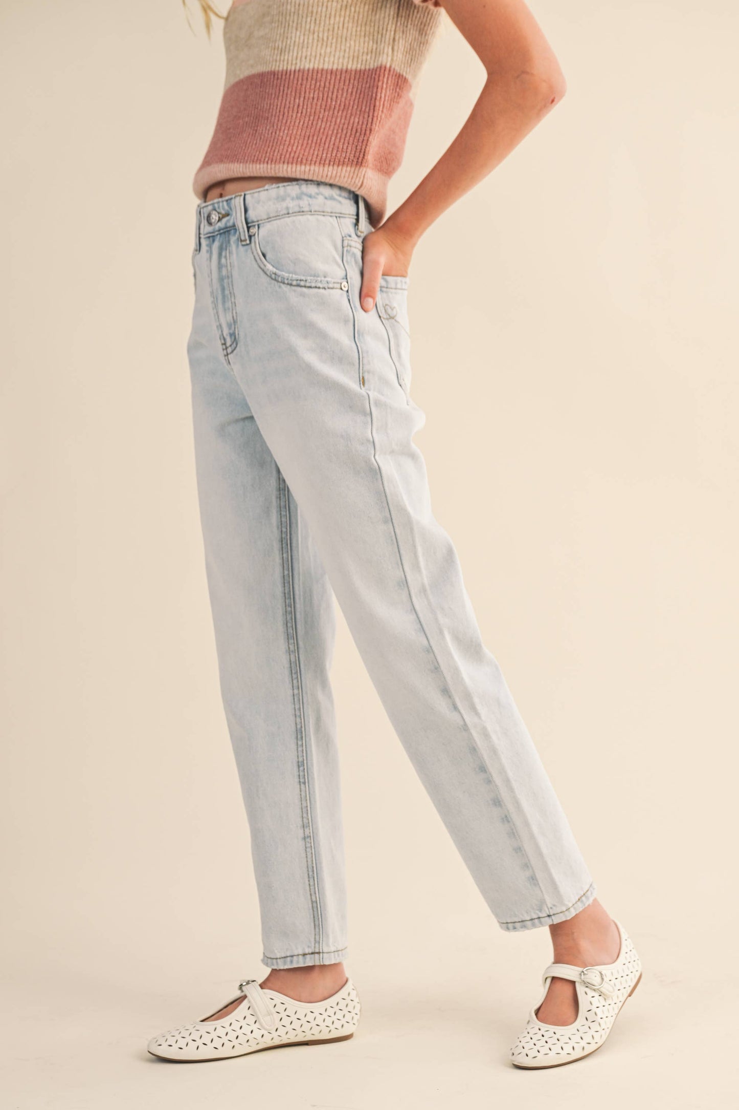 TWEEN KIDS GIRLS STRAIGHT LEG DENIM PANTS (7-14): 11/12