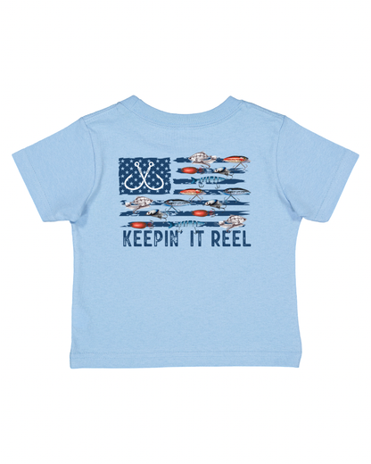 Keepin' It Reel Kid's Fishing Tee: Light Blue