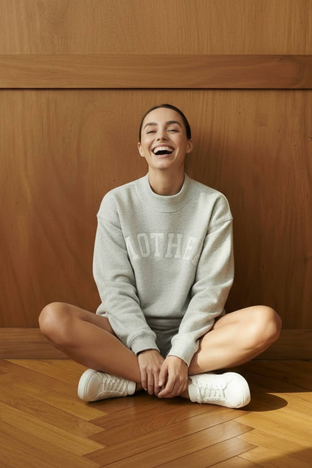 MOTHER Embroidered Mock Neck Sweatshirt