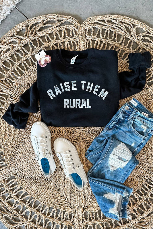 Raise Them Rural Crewneck Sweatshirt - Black